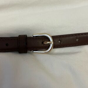 Brown Leather Belt with Silver D-Ring Buckle